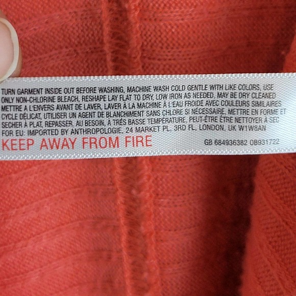 Saturday Sunday Womens Open Front Ribbed Cardigan Duster Size XS Orange Stretch - Picture 4 of 7